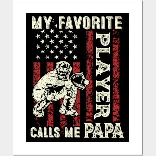 My Favorite Player Calls Me Papa US Flag Baseball Papa Gifts Fathers Day Posters and Art